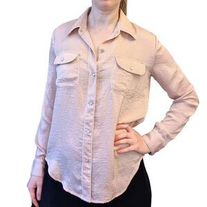 Ellie Mae satin button-down shirt light pink